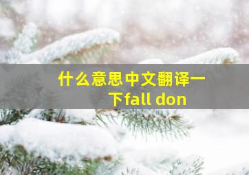 什么意思中文翻译一下fall don